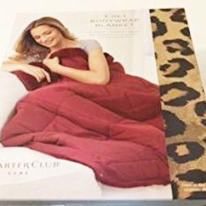 Throw Charter Club 3-IN-1 BodyWrap new Cheetah leopard print polyester & fill